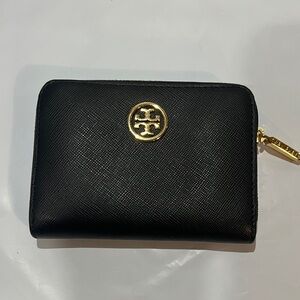 Tory Burch Black Wallet with Gold Logo